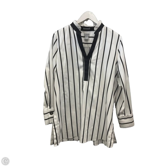 Tunic Long Sleeve By Chicos In Black & White, Size: L