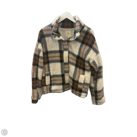 Jacket Fleece By Thread And Supply In Brown & White, Size: L