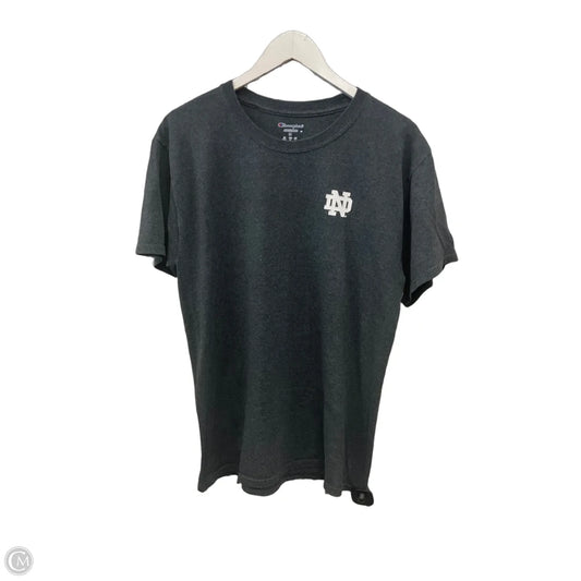Athletic Top Short Sleeve By Champion In Grey, Size: M