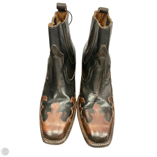 Boots Ankle Heels By Freebird In Black & Brown, Size: 9