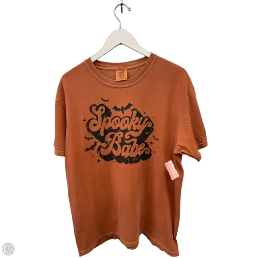 Top Short Sleeve By Comfort Colors In Orange, Size: L