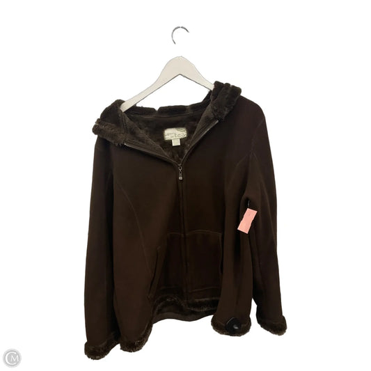 Jacket Fleece By Green Tea In Brown, Size: Xxl
