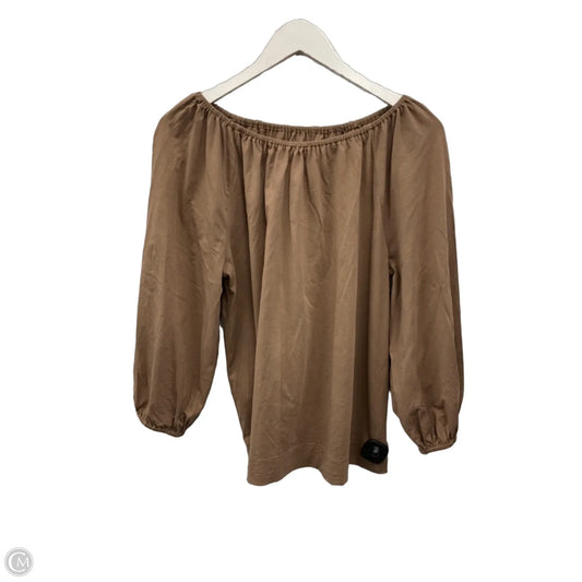 Top Long Sleeve By Prologue In Tan, Size: M
