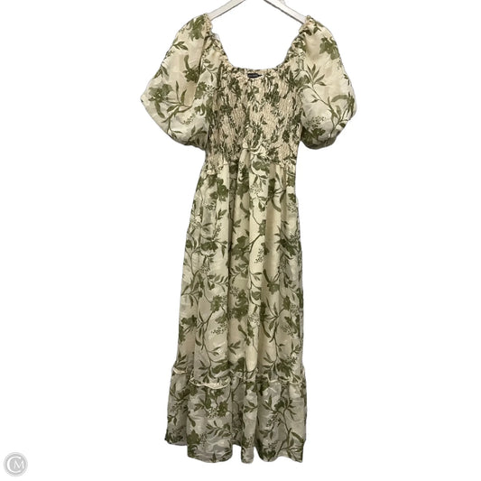 Dress Casual Midi By Mikarose In Cream & Green, Size: M