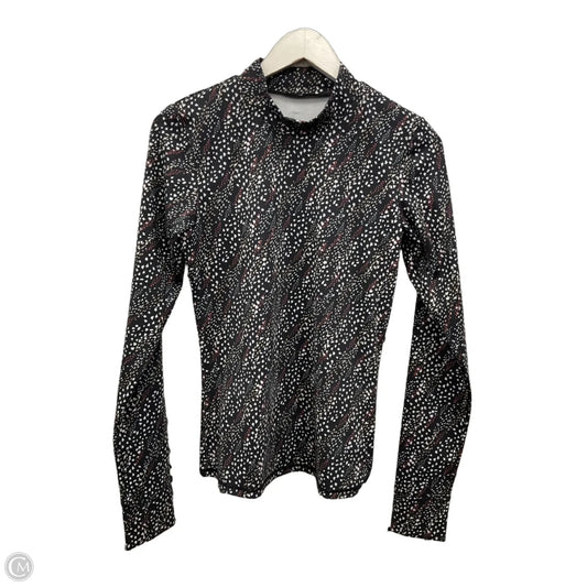 Athletic Top Long Sleeve Collar By Senita In Black & White, Size: M