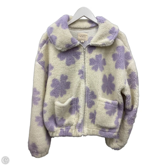 Jacket Fleece By Thread And Supply In Cream & Purple, Size: L