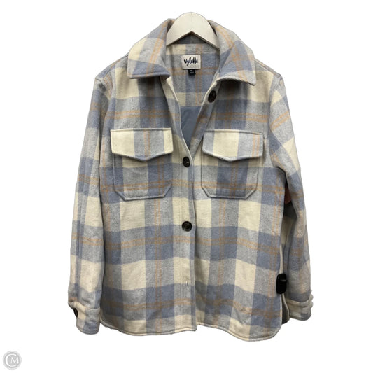 Jacket Shirt By Clothes Mentor In Blue & White, Size: M