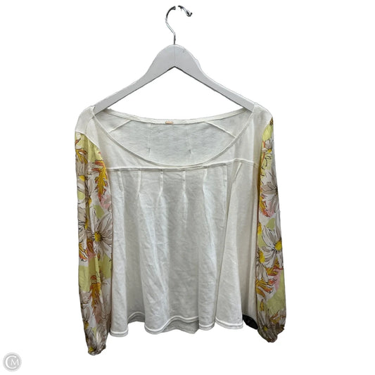 Top Long Sleeve By Free People In White & Yellow, Size: S