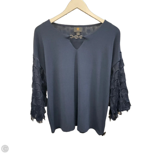 Top 3/4 Sleeve By Jm Collections In Navy, Size: M