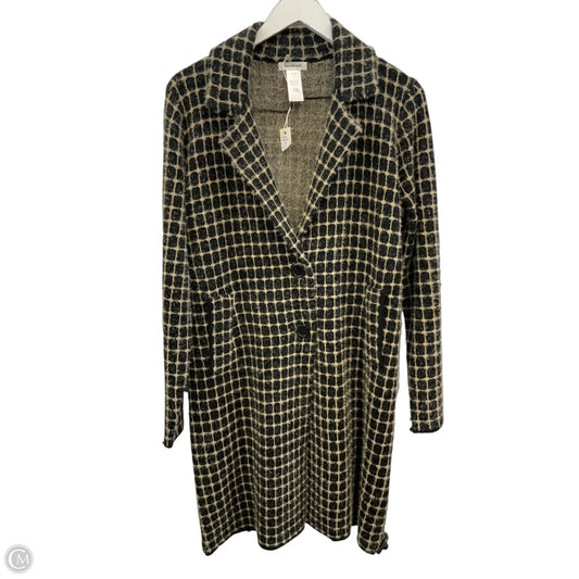 Sweater Cardigan By Max Studio In Black & Tan, Size: L