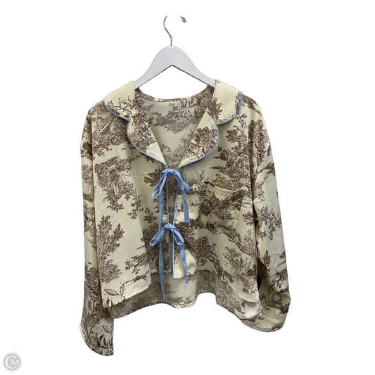 Cardigan By Clothes Mentor In Brown & Cream, Size: L