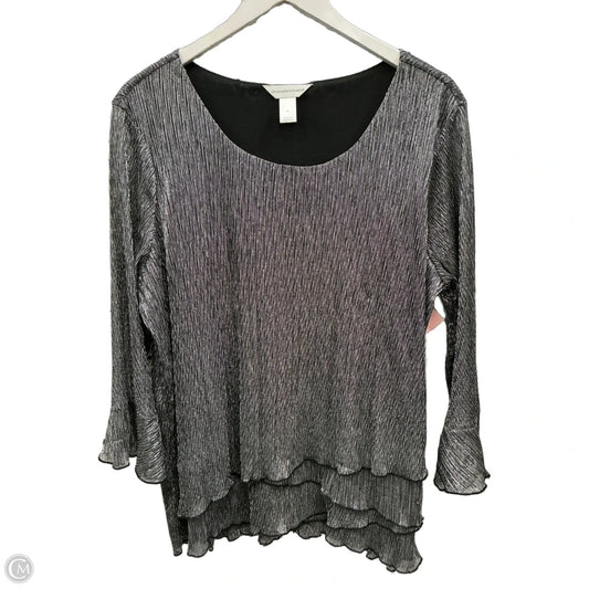 Top Long Sleeve By Christopher And Banks In Silver, Size: Xl