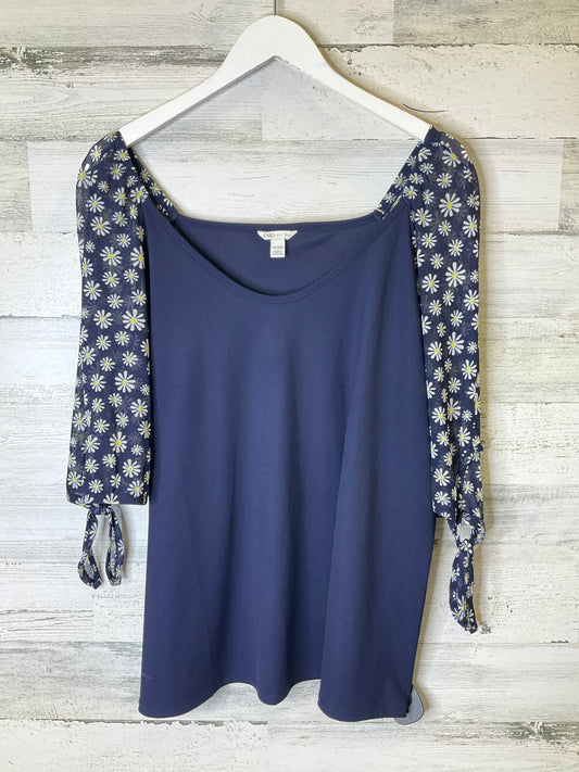 Navy Top Short Sleeve Cato, Size 2x