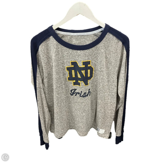 Athletic Top Long Sleeve Crewneck By Under Armour In Grey, Size: L