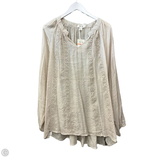 Top Long Sleeve By Per Se In Beige, Size: 2x