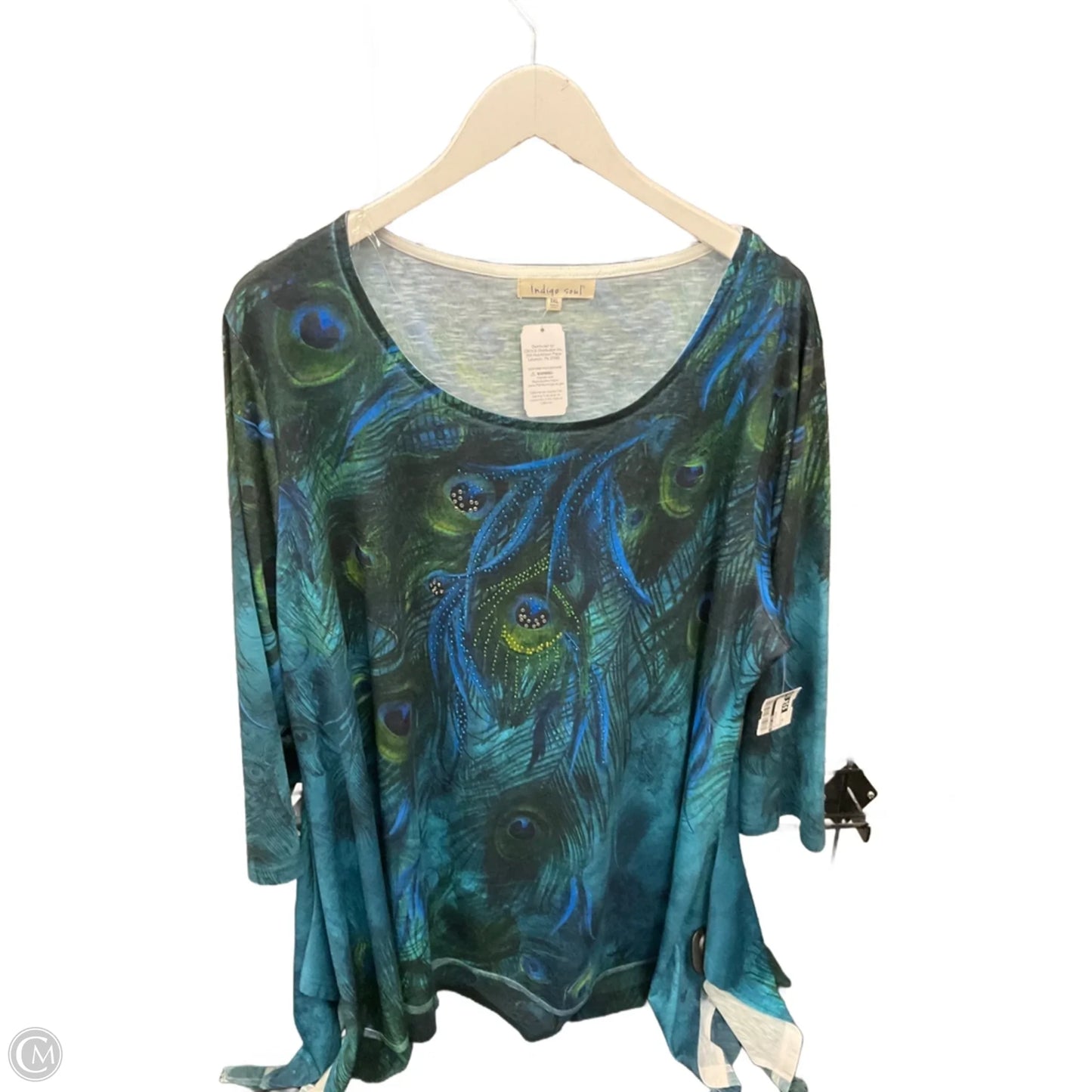 Top 3/4 Sleeve By Indigo Soul In Teal, Size: 3x