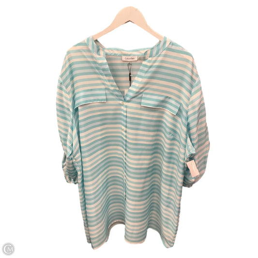 Top Long Sleeve By Calvin Klein In Aqua, Size: 3x