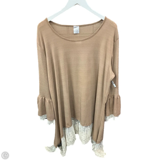 Tunic 3/4 Sleeve By Clothes Mentor In Brown, Size: Xxl