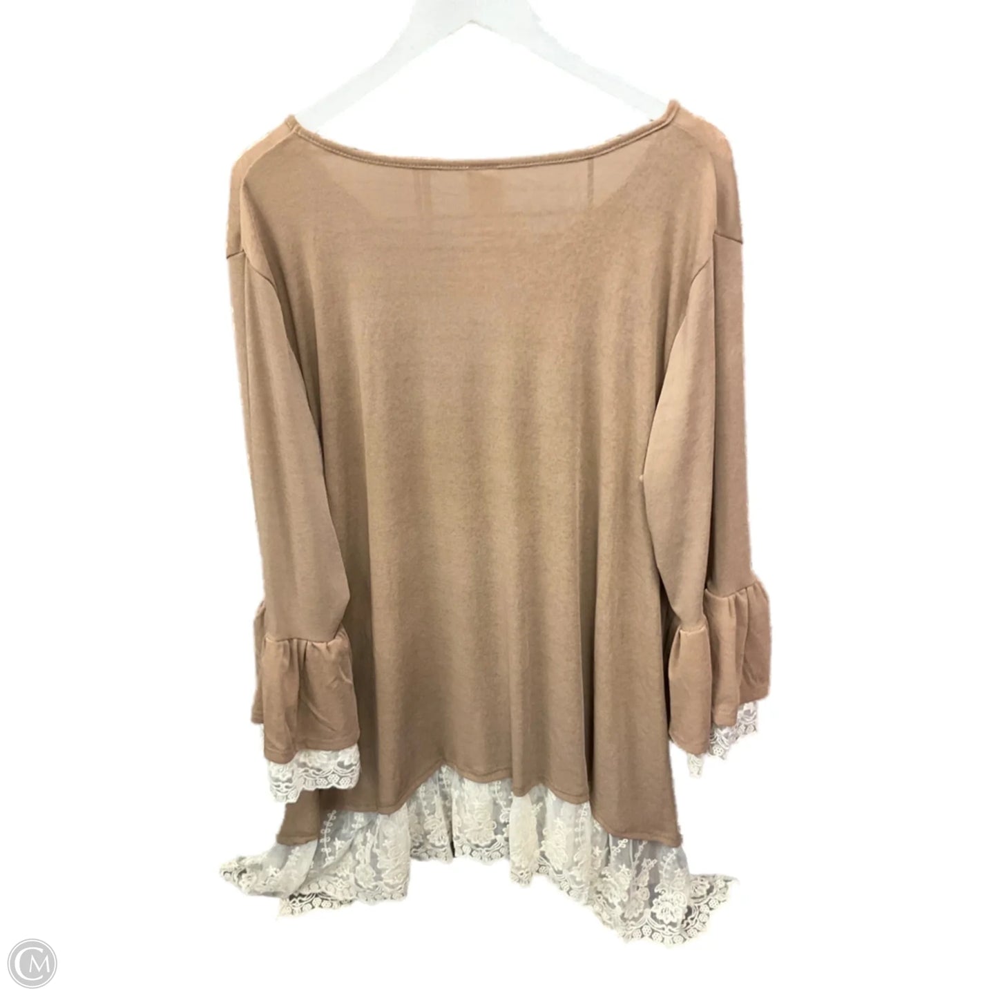 Tunic 3/4 Sleeve By Clothes Mentor In Brown, Size: Xxl