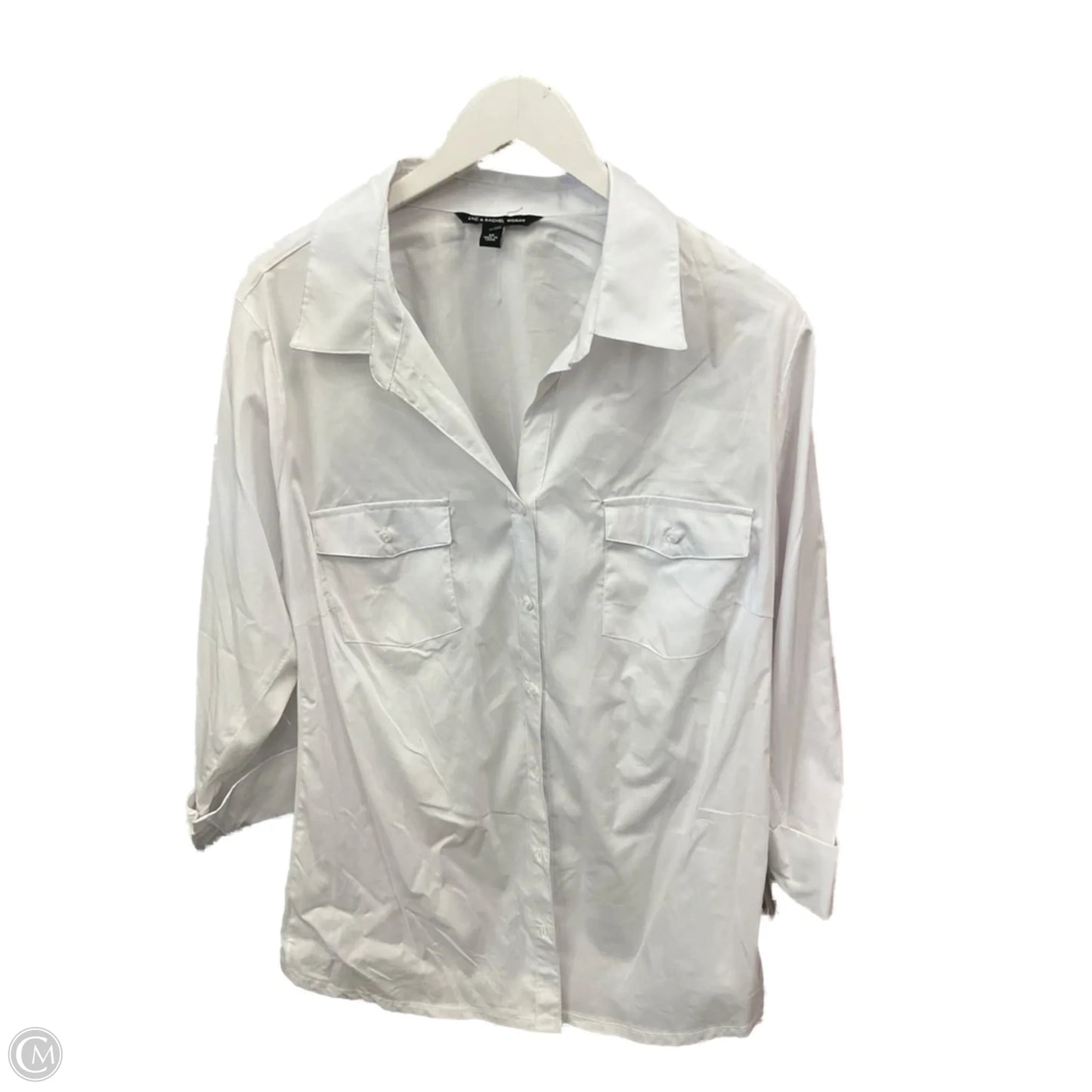 Top 3/4 Sleeve By Zac And Rachel In White, Size: 3x