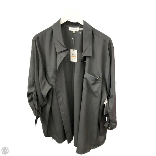 Top Long Sleeve By Calvin Klein In Black & Gold, Size: 2x