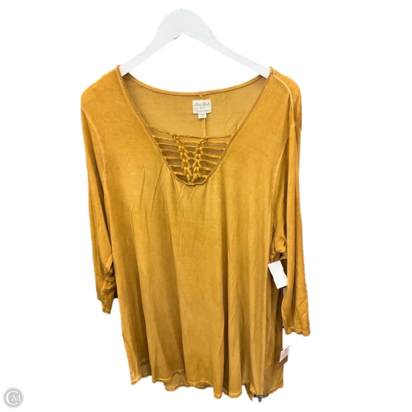 Tunic 3/4 Sleeve By Ultra Flirt In Chartreuse, Size: 3x