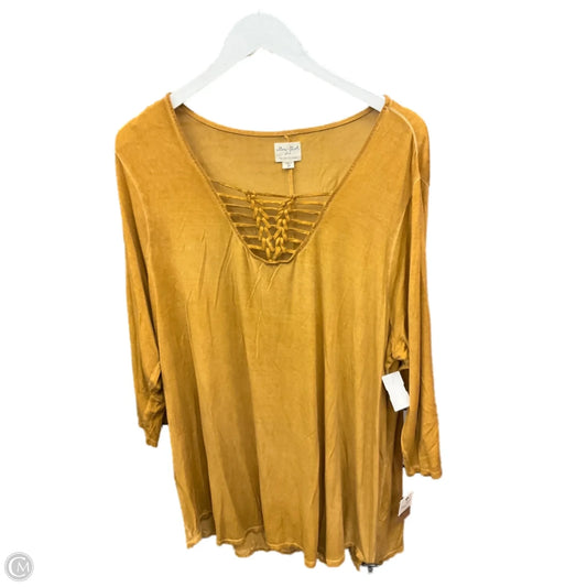 Tunic 3/4 Sleeve By Ultra Flirt In Chartreuse, Size: 3x
