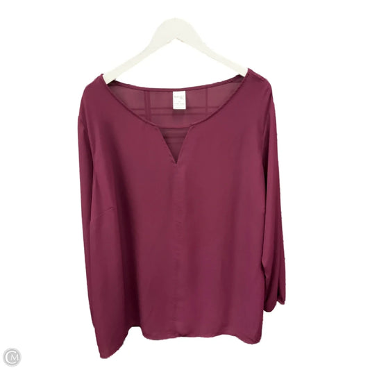 Top 3/4 Sleeve By Terra & Sky In Maroon, Size: 2x