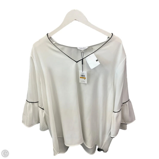 Top 3/4 Sleeve By Calvin Klein In White, Size: 3x