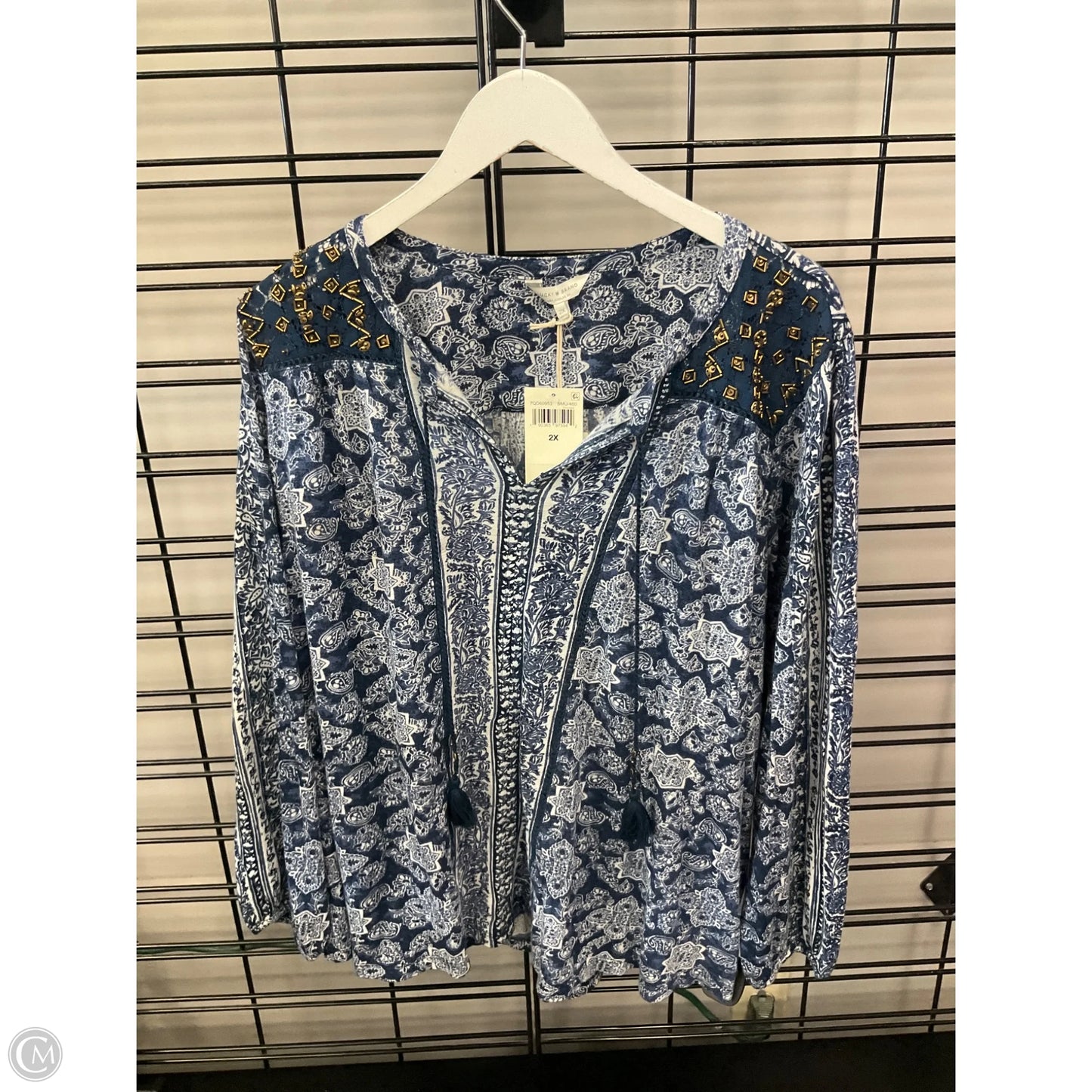 Top Long Sleeve By Lucky Brand In Blue, Size: 2x