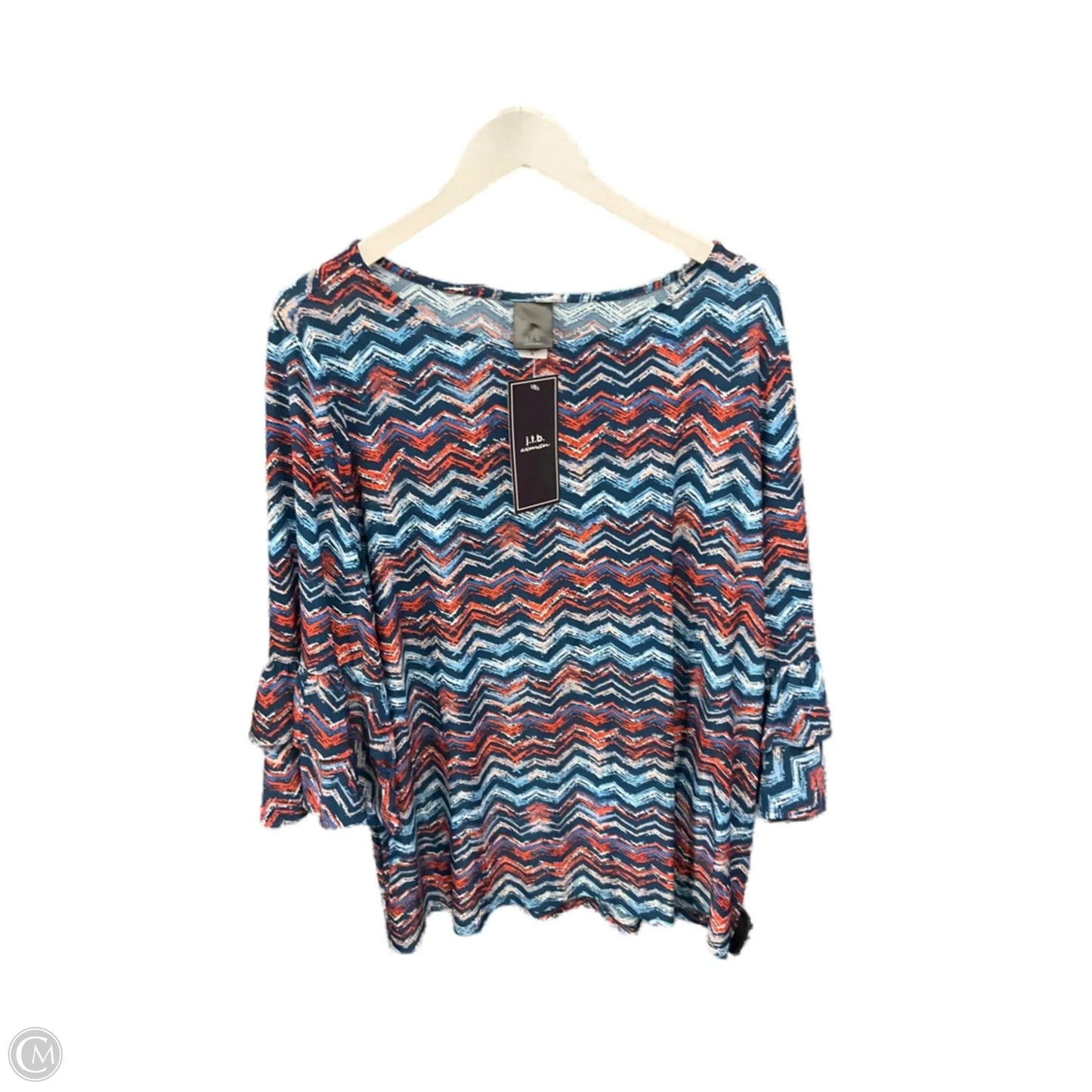 Top 3/4 Sleeve By Clothes Mentor In Blue & Orange, Size: 2x