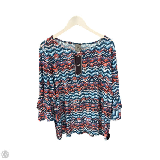Top 3/4 Sleeve By Clothes Mentor In Blue & Orange, Size: 2x