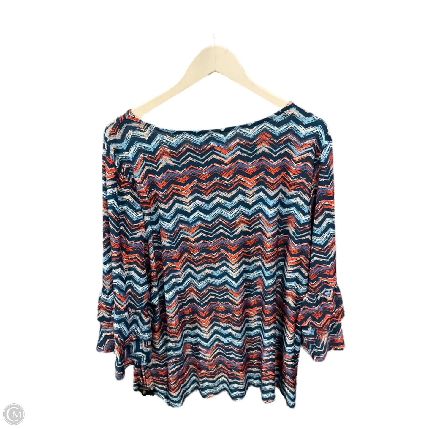 Top 3/4 Sleeve By Clothes Mentor In Blue & Orange, Size: 2x