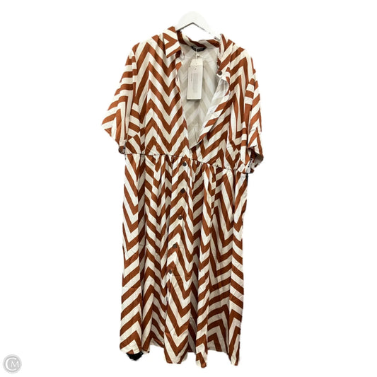 Dress Casual Maxi By Clothes Mentor In Brown & Cream, Size: 3x