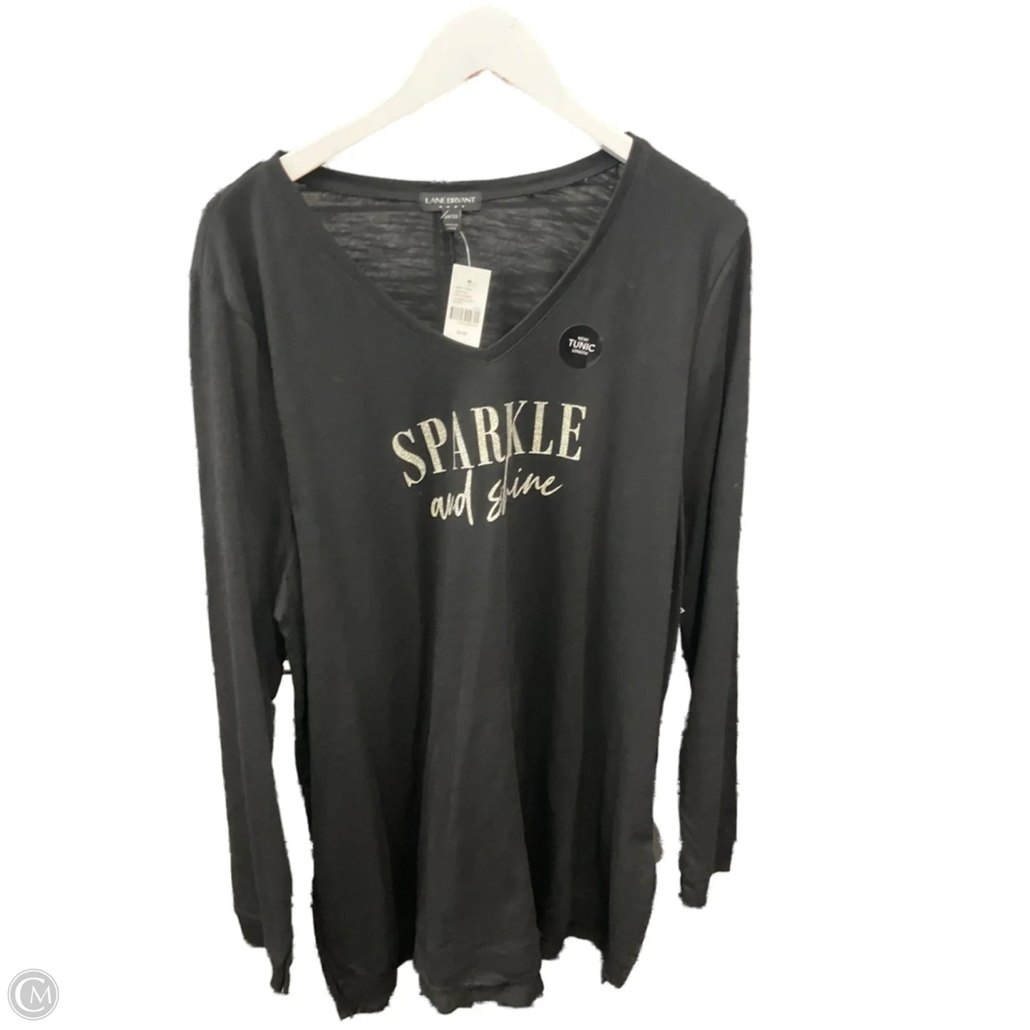 Top Short Sleeve By Lane Bryant In Black, Size: 1x