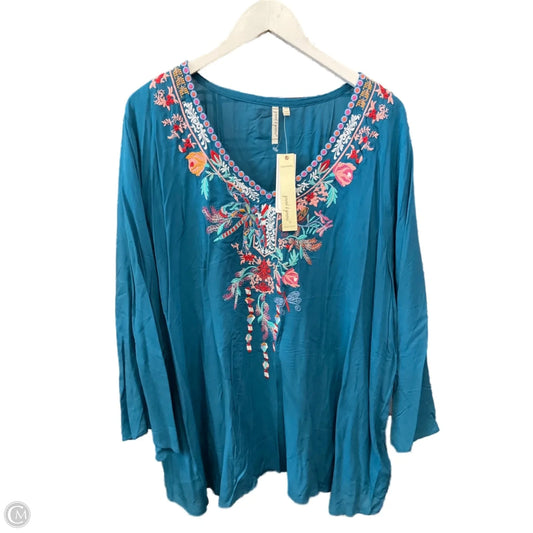 Top Long Sleeve By Grand And Greene In Aqua, Size: 2x