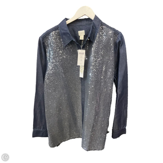 Top Long Sleeve By Chicos In Blue Denim, Size: Xl