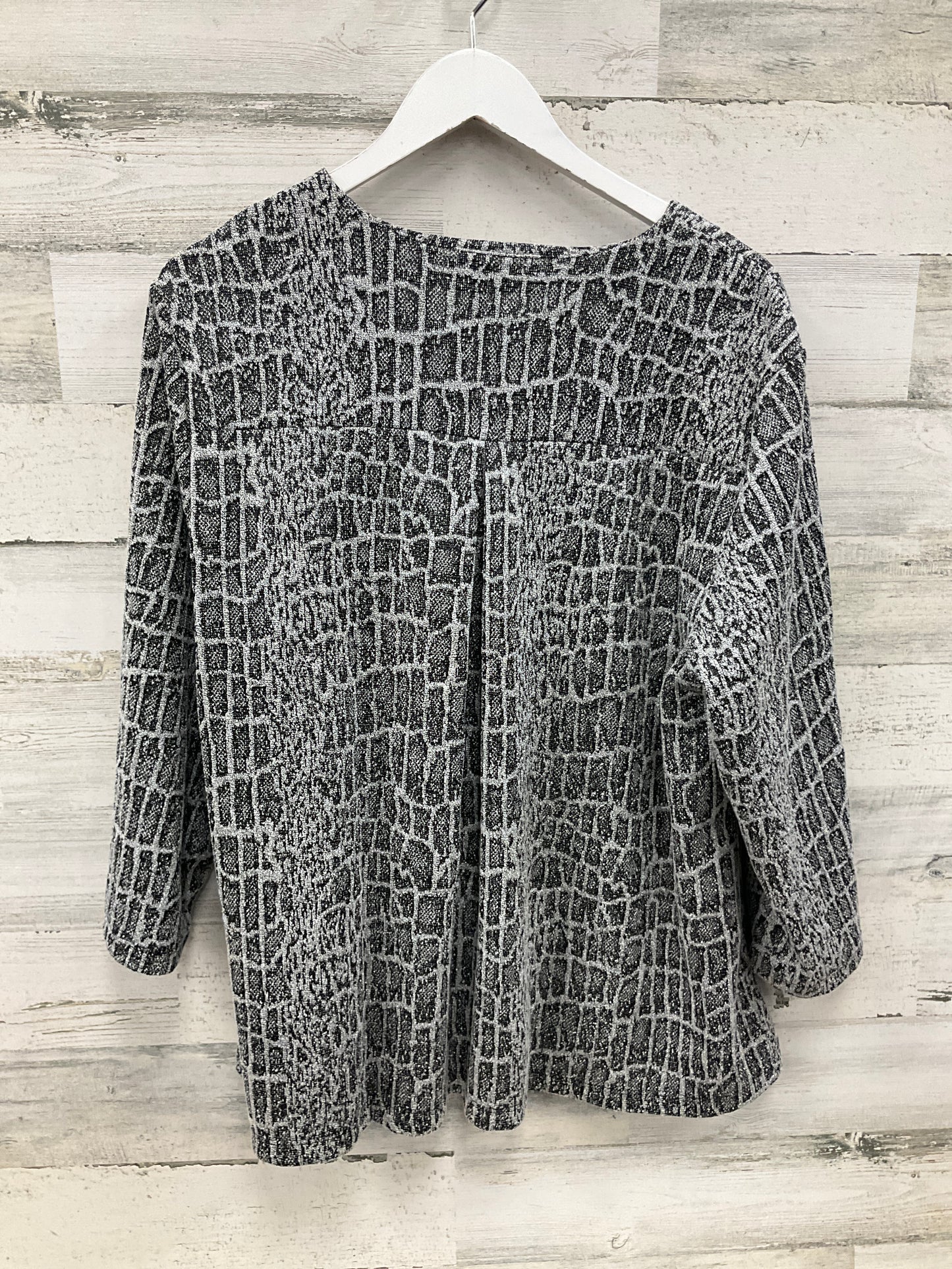 Cardigan By Chicos In Black & Silver, Size: Xl