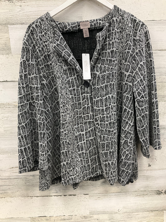 Cardigan By Chicos In Black & Silver, Size: Xl