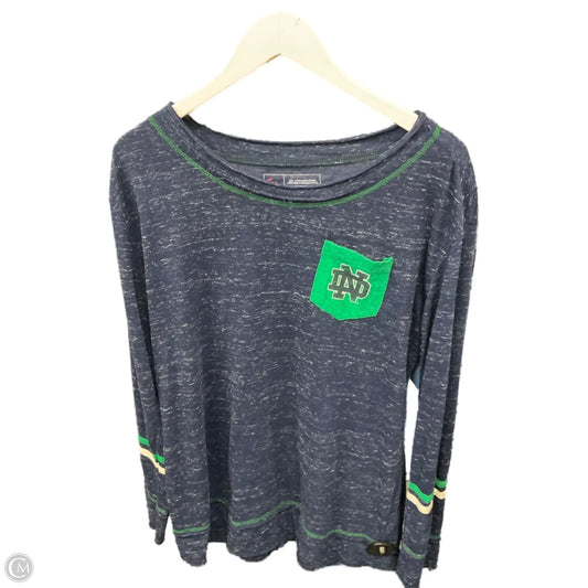 Athletic Top Long Sleeve Collar By Ch In Blue, Size: Xl