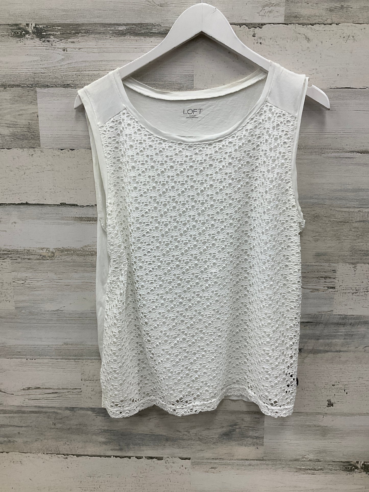 Top Short Sleeve By Loft In White, Size: L