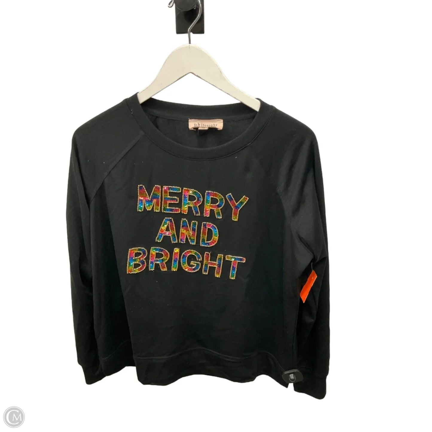 Top Long Sleeve By Philosophy In Black, Size: S