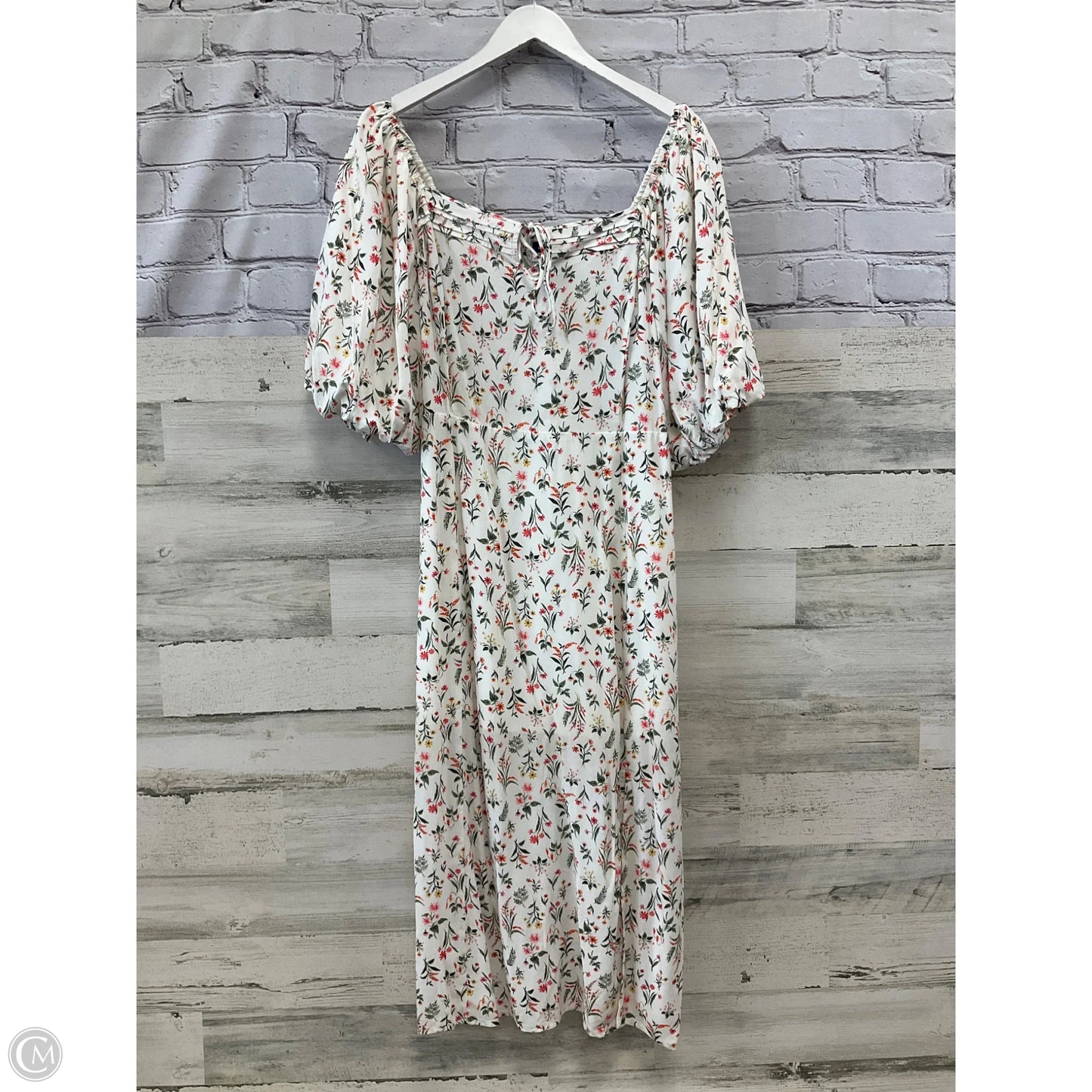 Dress Casual Midi By Old Navy In Orange & White, Size: Xl