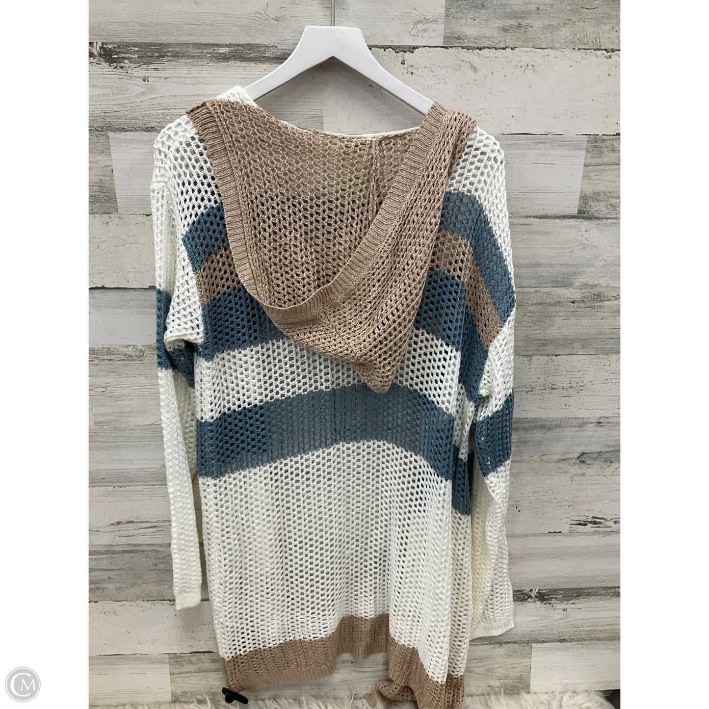 Cardigan By Doe & Rae In Blue & Cream, Size: L