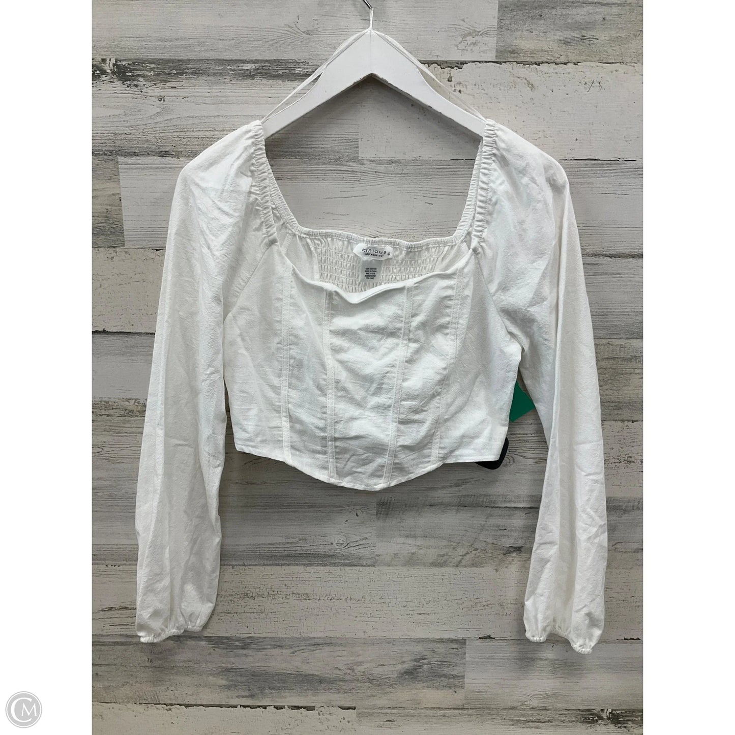 Top Long Sleeve By Clothes Mentor In White, Size: L