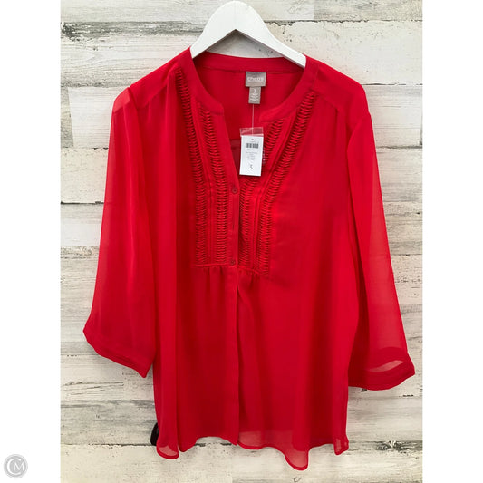 Tunic 3/4 Sleeve By Chicos In Red, Size: Xl