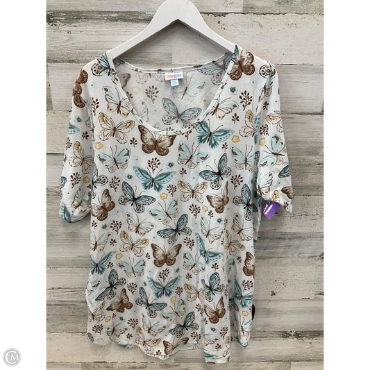Top Short Sleeve By Lularoe In Brown & Cream, Size: 2x