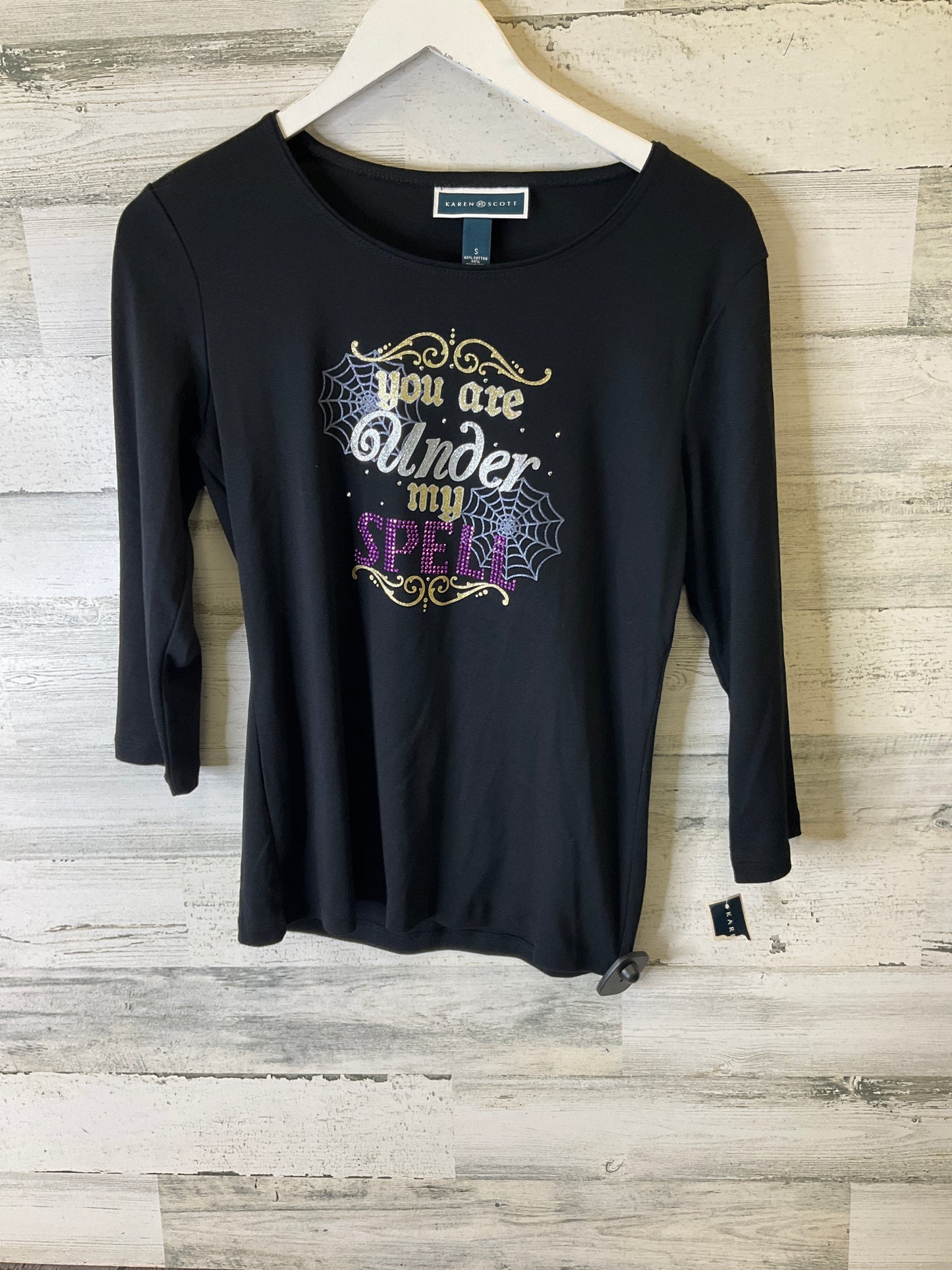 Top Long Sleeve By Karen Scott In Black, Size: S