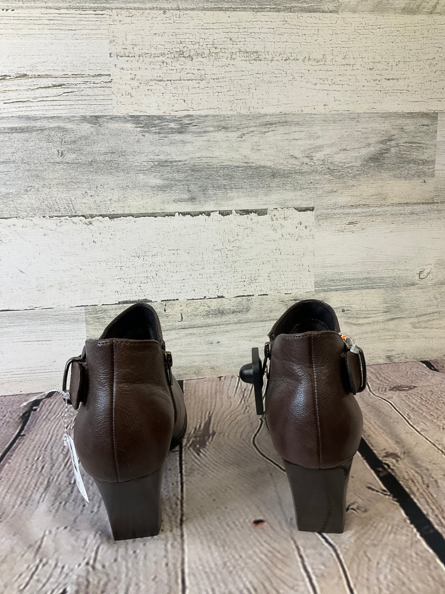 Brown Boots Ankle Heels Clarks, Size 8