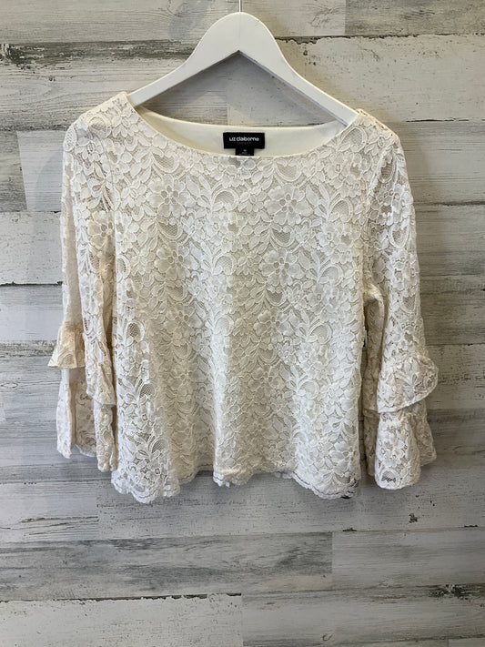 Cream Top 3/4 Sleeve Liz Claiborne, Size M